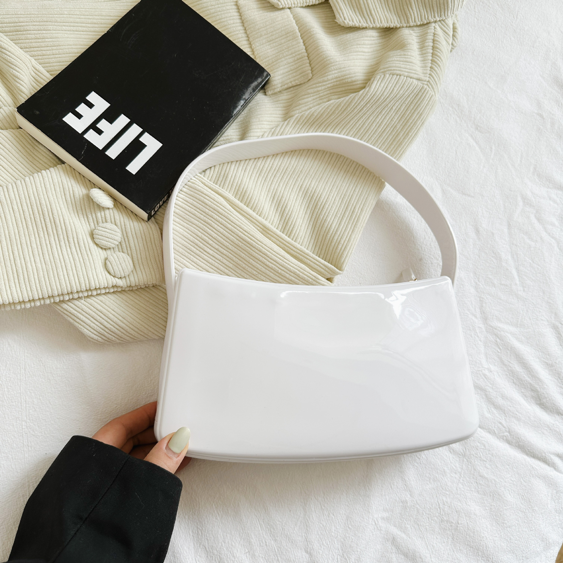 2025 New jelly bag, handbag, jelly bag, pvc bag, wrist bag, shoulder bag, ins style Specification drawing