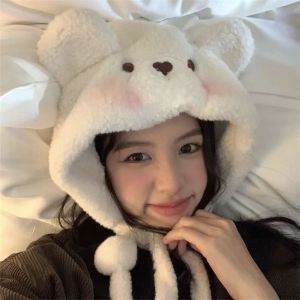 Sweet, cool and cute plush rabbit ear Lei Feng hat for women, thick and warm winter ear-protecting hat, cartoon hooded hat Application Scenario