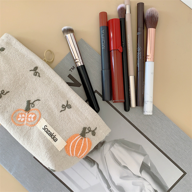 3482 Pumpkin embroidery pen case, stationery storage and organization bag, large-capacity hand-held bento bag, easy to carry hand in hand Specification drawing