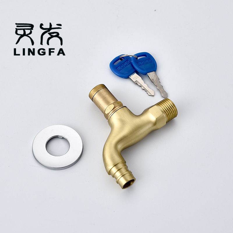 Factory wholesale and direct sales of copper lock pointed faucets, anti-theft faucets, 4-minute faucets with keys, small faucets on promotion Specification drawing