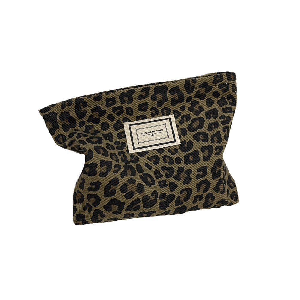411262 Fashionable leopard print stylish makeup bag, portable canvas phone bag, clutch bag, shopping sundries storage bag Item Picture