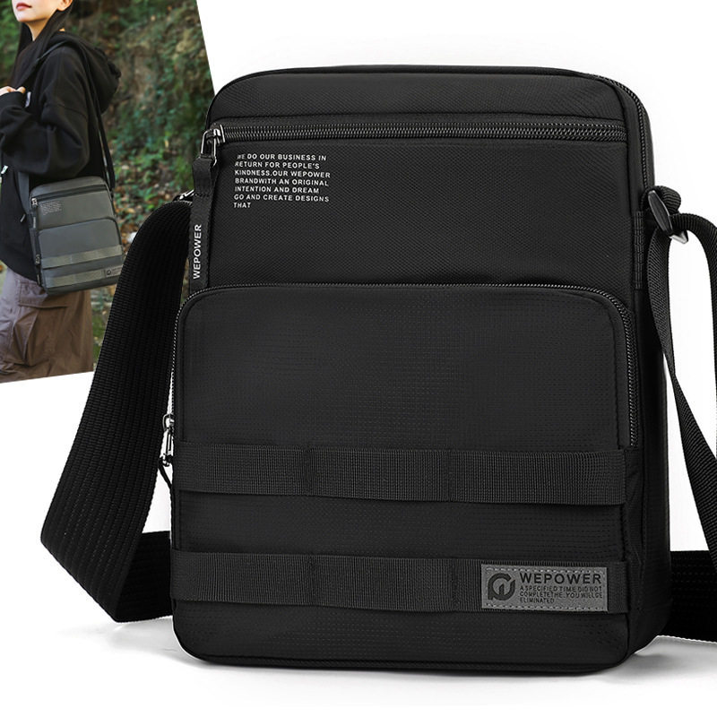 WEPOWER's new fashionable men's business shoulder bag, water-resistant bag, simple and lightweight outdoor crossbody bag full figure