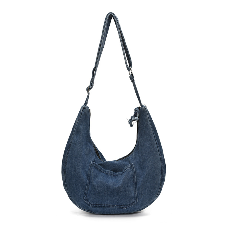Japanese denim retro single-shoulder bag 2025 new style, versatile and simple crossbody bag, casual large-capacity commuting bag Item Picture