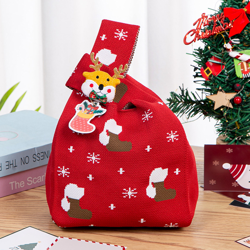 Christmas gift bags, apple bags, Christmas handbags, gift bags, candy bags, Christmas Eve children's gifts, knitted bags Specification drawing