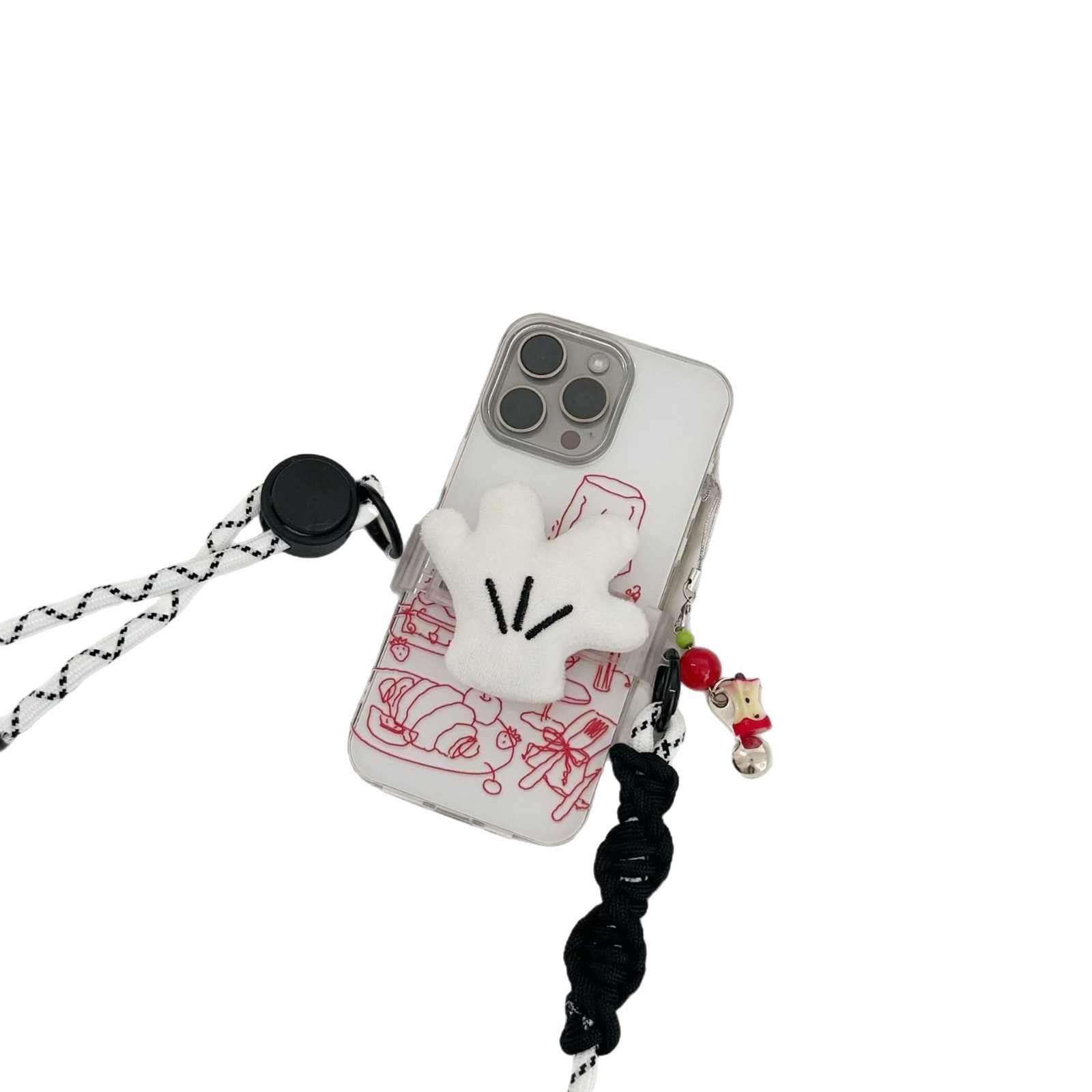 Creative Mickey Mouse palm phone back clip cartoon three-dimensional adjustable phone chain decoration portable phone holder lanyard Item Picture