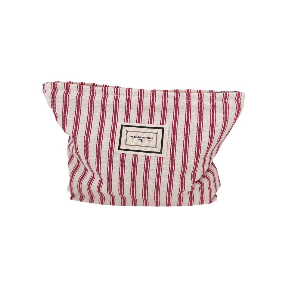 311024 ins Early Autumn Retro striped makeup bag, Large Capacity Toiletry bag, Travel Portable Cosmetics Storage bag Item Picture