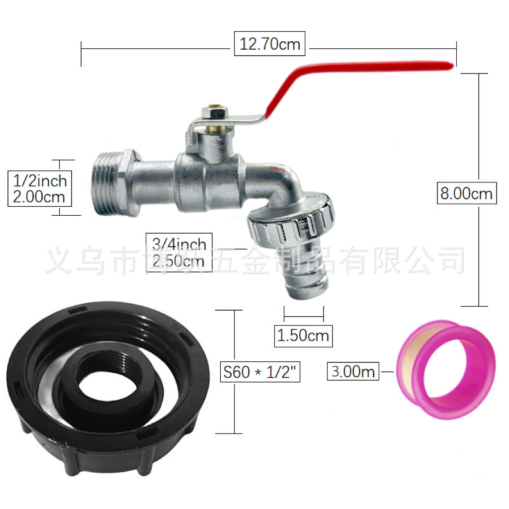 Zinc alloy faucet IBC ton bucket accessory set 1/2 3/4 garden faucet S60 ton bucket adapter details Picture