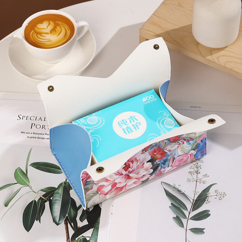 ins high appearance level tissue box, living room tissue box, home creative table tissue box, leather napkin box details Picture