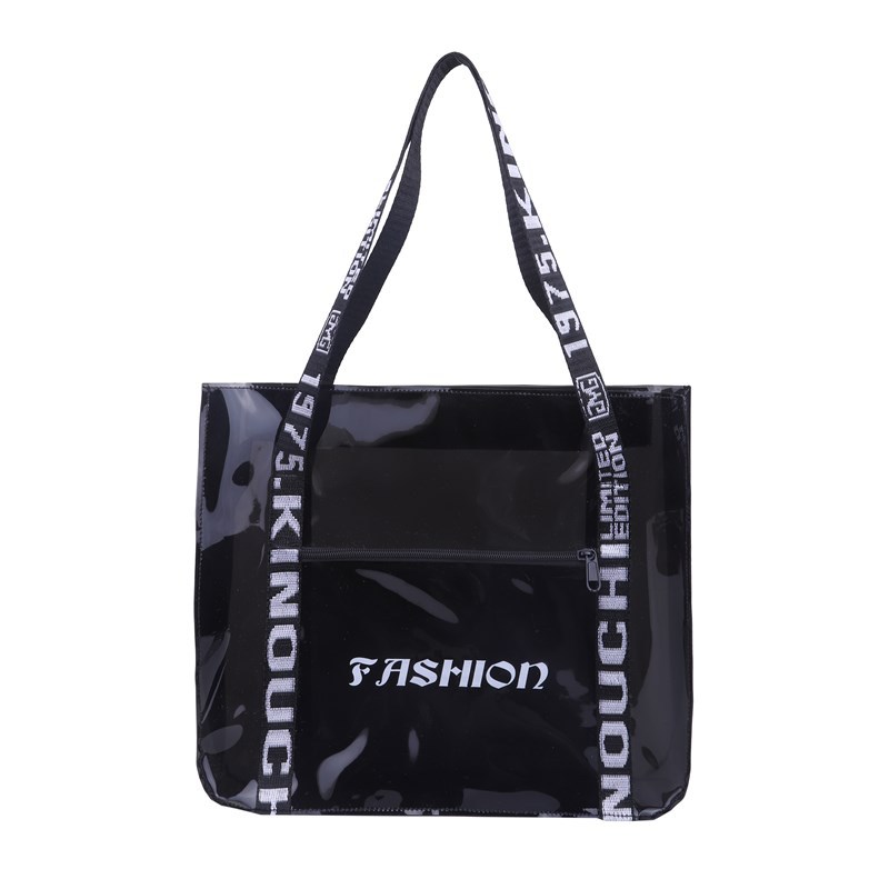 New portable jelly bag, fashionable large-capacity PVC transparent handbag, high appearance level, English single-shoulder bag for women Item Picture