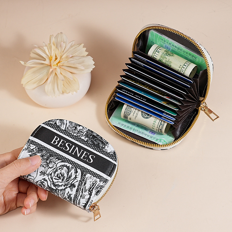 New zipper card case for women's organ, exquisite and high-end, multi-slot business card holder, short and small Korean-style coin purse full figure