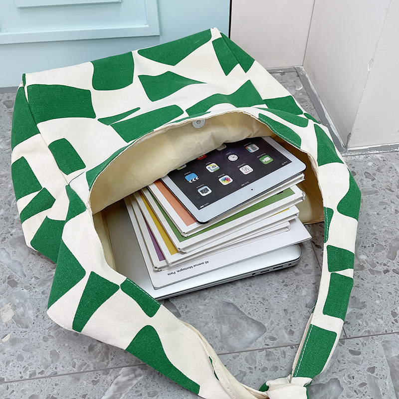 Large-capacity canvas large bag for women, 2021 new style, stylish and versatile, popular single-shoulder bag, fashionable autumn and winter tote bag Specification drawing