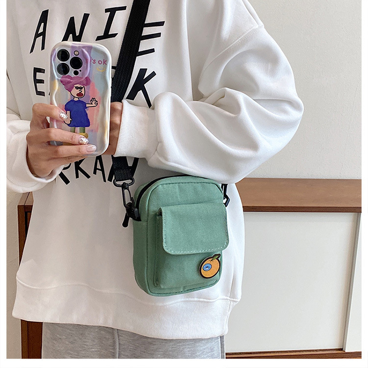 Cute little bag for girls 2024 New trendy and energetic girl student phone bag, Japanese-style fresh and clean crossbody canvas bag undefined