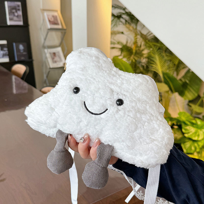 Cheap furry bag batch, versatile, casual and fashionable cloud crossbody plush bag, small bag, cute girl single-shoulder bag, trendy bag Specification drawing