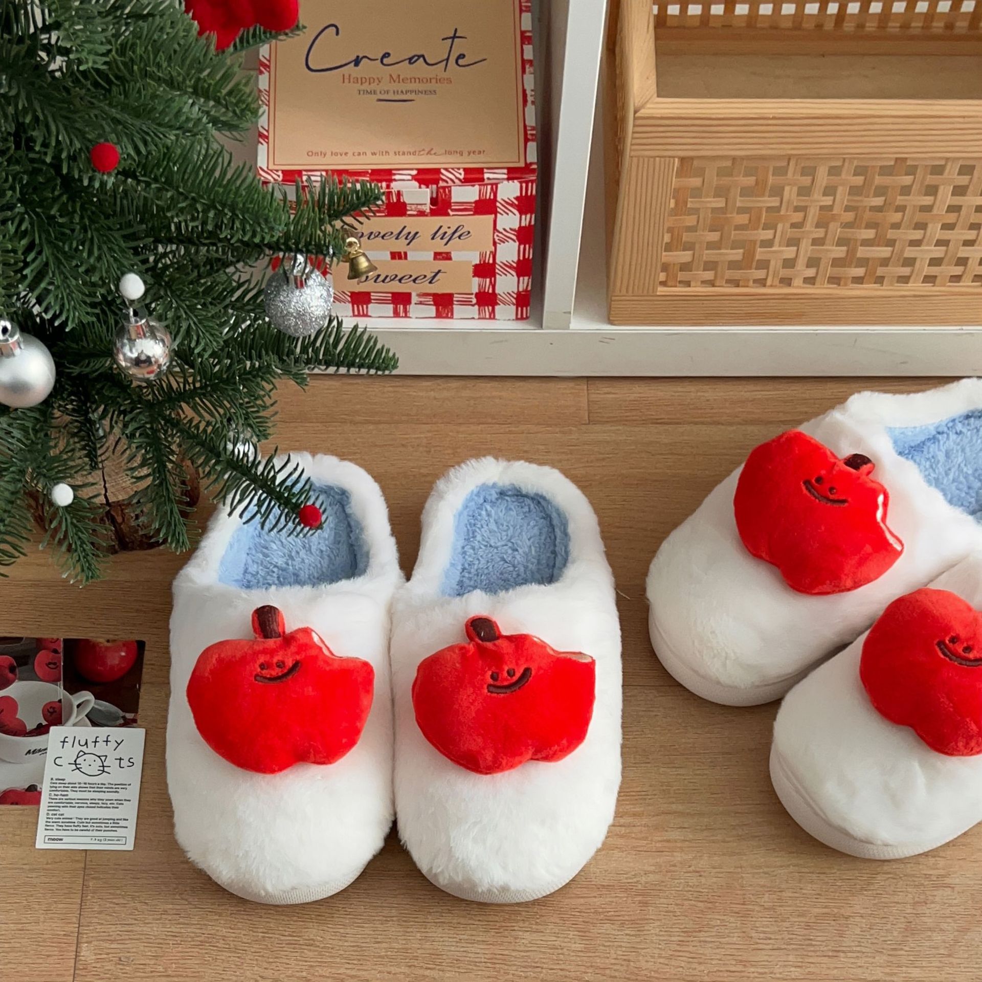 Winter home plush slippers, cute cotton slippers, women's 2024 new autumn and winter indoor thick-soled plush cotton shoes Specification drawing