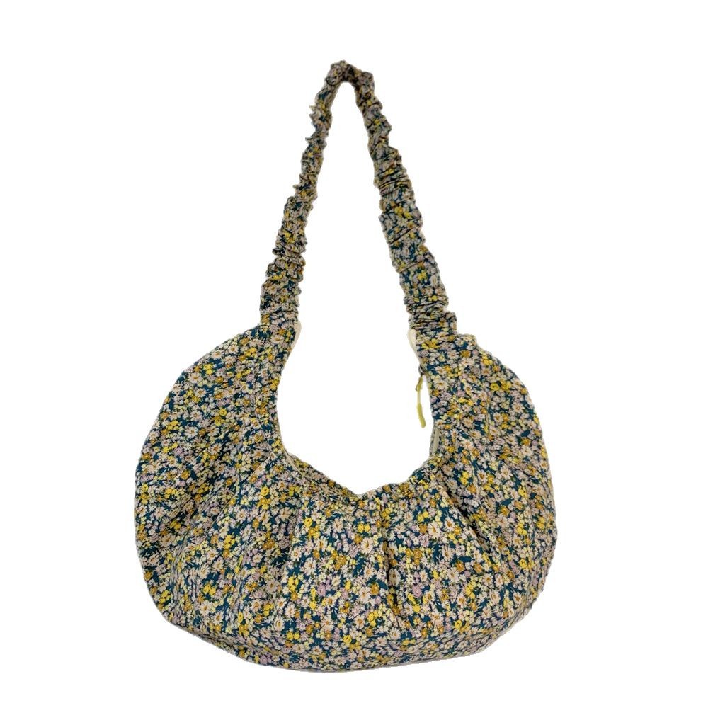 04202 Canvas bag for women, Japanese and Korean ins Spring/Summer fresh and simple floral single-shoulder crossbody bag, large capacity women's dumpling bag Item Picture