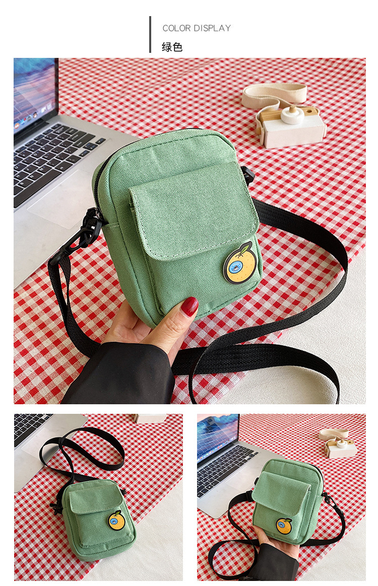 Cute little bag for girls 2024 New trendy and energetic girl student phone bag, Japanese-style fresh and clean crossbody canvas bag undefined