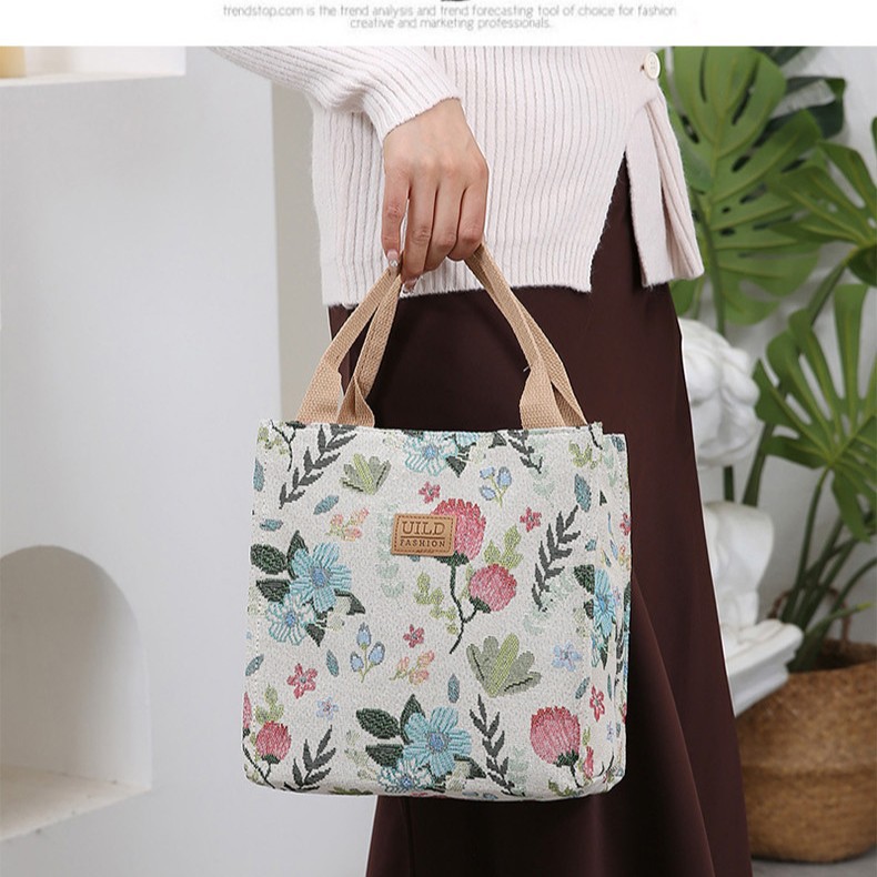New thickened bag with lunch box, a canvas handbag for going out, lunch and work, a portable small bag for mommy, with a high level of appearance details Picture