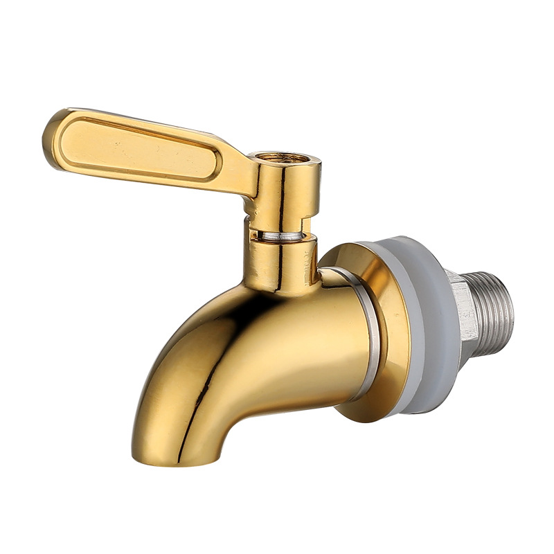 304 stainless steel golden wine bucket faucet, beverage juice boiling water bucket faucet, ball valve, brewing wine jar head, beer faucet Item Picture