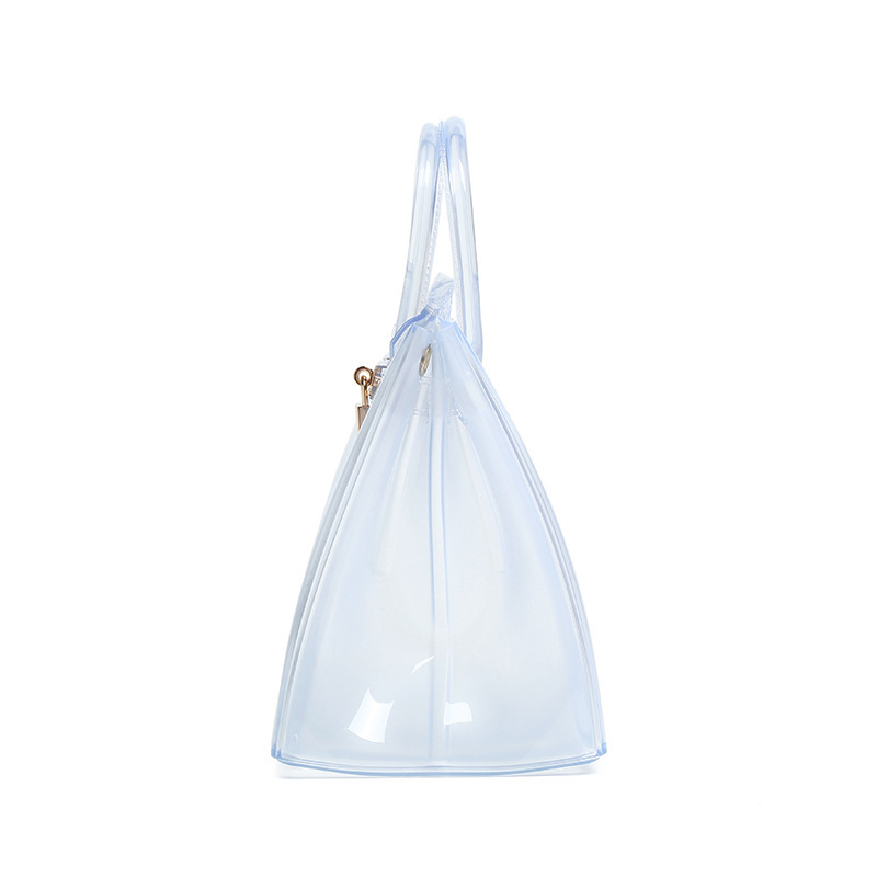 PVC jelly bag for women's cross-border trade, new transparent platinum bag, large-capacity single-shoulder handbag, beach bag Specification drawing