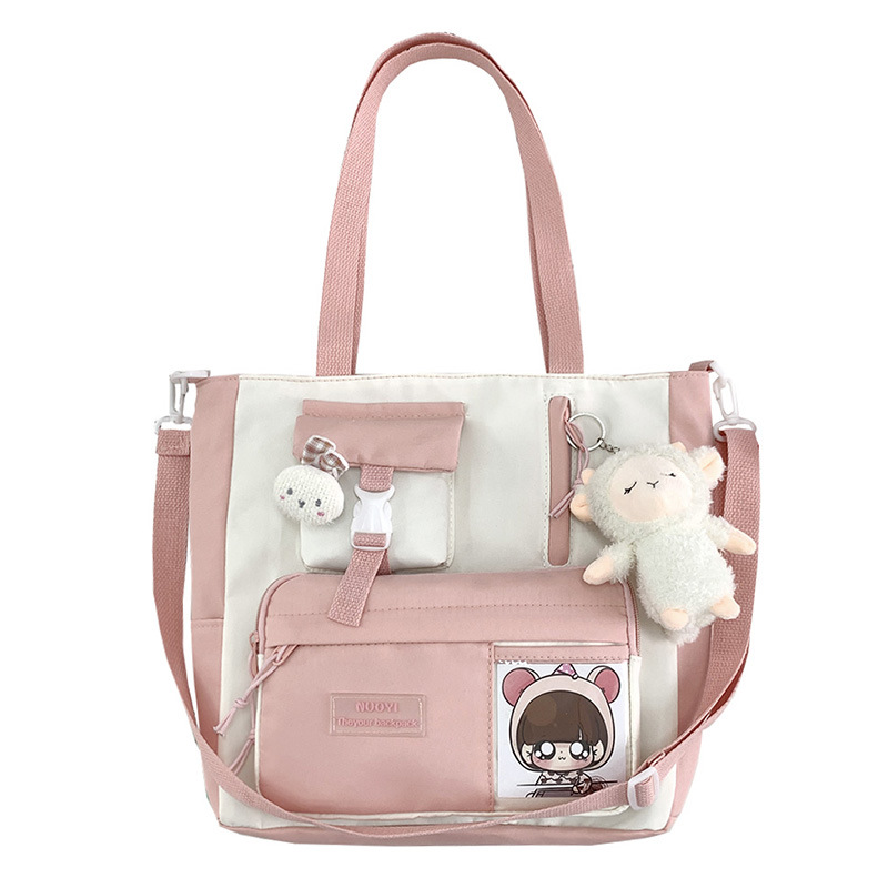 Canvas bag, large-capacity crossbody bag for women, Japanese and Korean version single-shoulder bag, student class tutorial bag, versatile ins trendy book Item Picture
