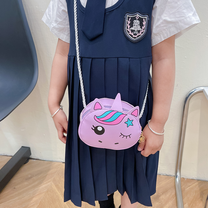 2024 New PU children's Girls' bag, Fashion unicorn, kindergarten student single-shoulder bag, boys' and girls' loose change crossbody bag details Picture