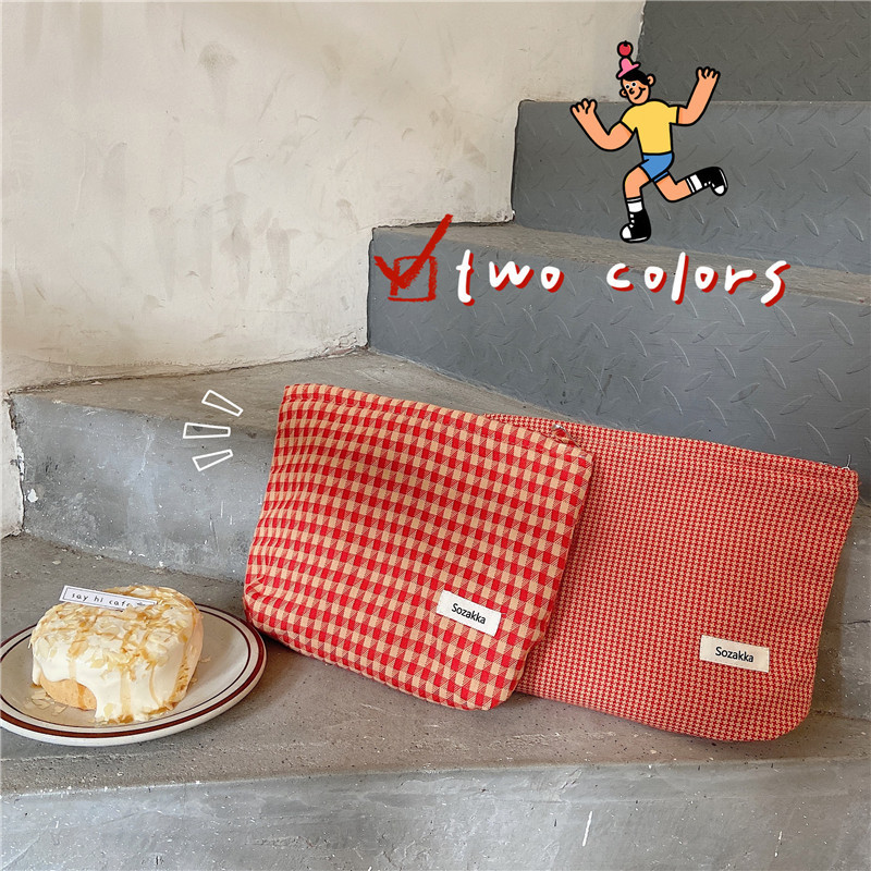 13212 checkered makeup bag for women, Instagram-style Internet celebrity, large capacity lipstick touch-up, loose change, mobile phone clutch full figure