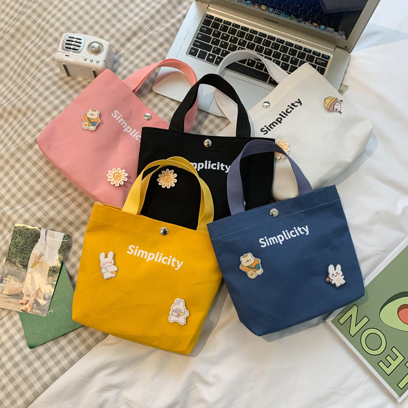 Summer new canvas small bags, women's fashionable bento bags, grocery crossbody bags, 2024 handbag bags, girls' mobile phone bags