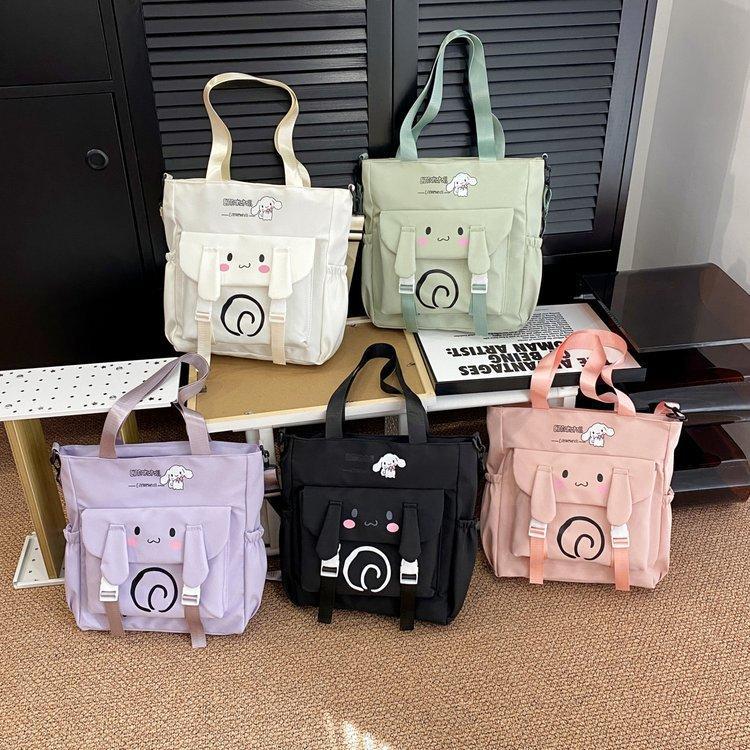 Foreign trade women's bag, large capacity bucket bag, 2024 new style nylon fabric cute cartoon dog shoulder bag, crossbody bag undefined
