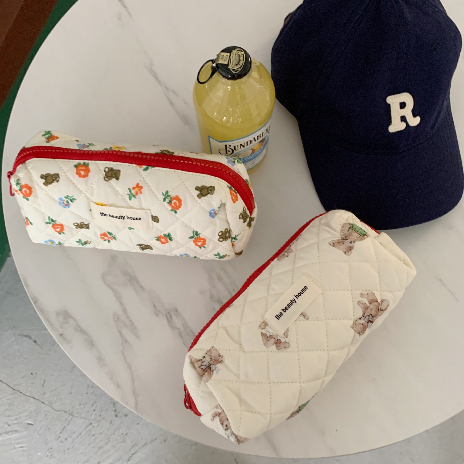 26275 ins Korean Flower Bear Makeup Bag, Large Capacity Portable Travel Toiletry Bag, Miscellaneous Storage bag Item Picture