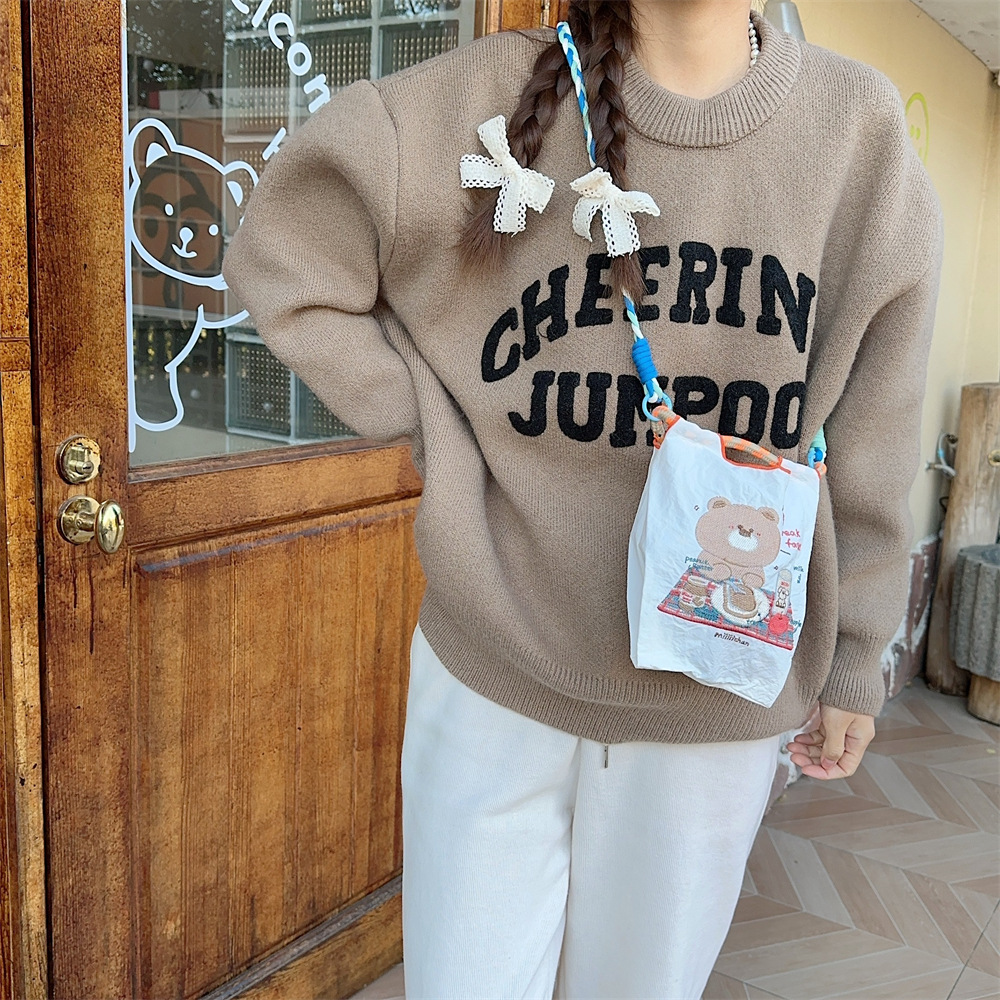 M31193 Exquisite embroidered bear cloth bag, student handbag, Oxford Cloth mini hand-held bag, shopping mobile phone bag Specification drawing