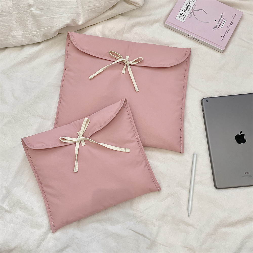 5321 New Korean-style cotton-padded computer bag with ballet bow inner liner, the same pink flat bag as ins Specification drawing