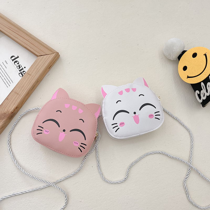 Simple mini princess coin purse 2024 New style cute and fashionable little cat children's crossbody bag cartoon bag for export Specification drawing