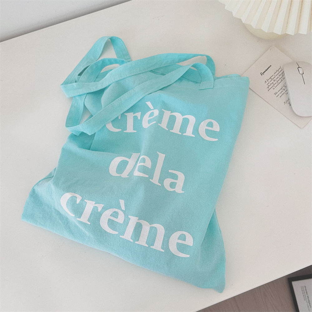 4771 Summer Thin Canvas Bag, mint green canvas bag, printed letter bag, casual travel shoulder bag Application Scenario