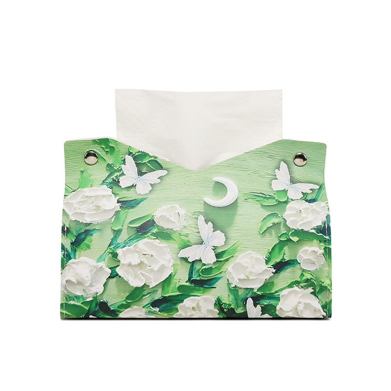 Oil painting light luxury style tissue box, living room storage paper box, toilet and dining room high appearance level, the same style of Internet celebrity tissue box Item Picture