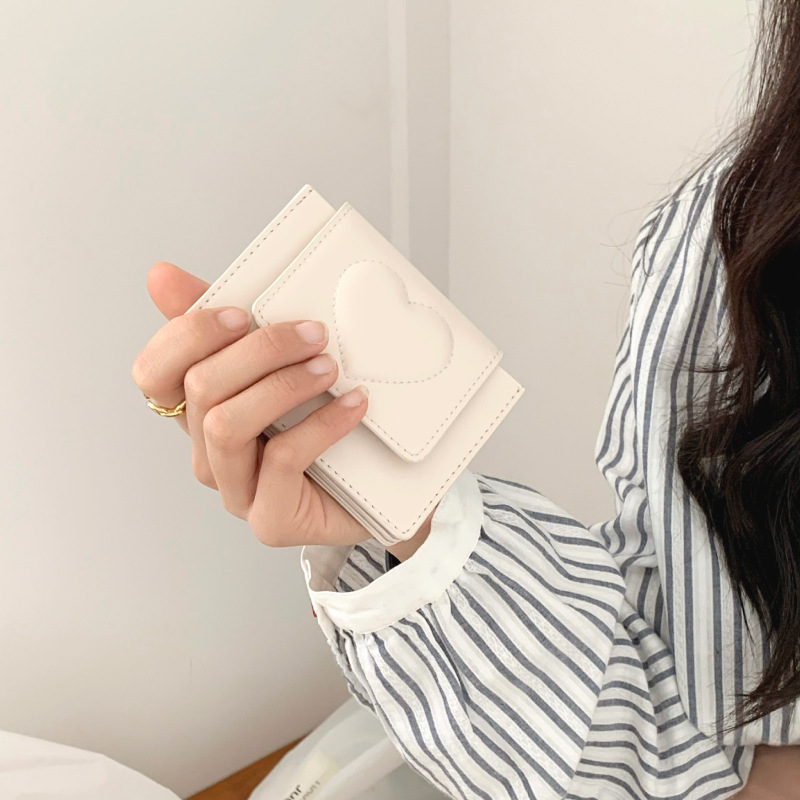Ai Lun's new women's oil-edge card wallet features an InS-style Korean embossed short macaron color scheme for women details Picture
