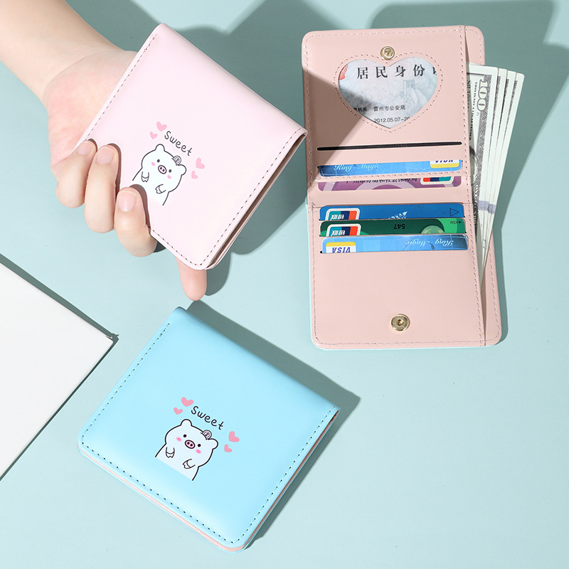 ins New 2020 new style women's folding coin purse, student Korean version piggy print card bag, one-piece consignment Application Scenario
