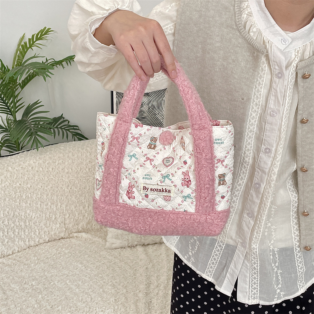 5227 Girl Heart Bear Handbag for Girls, large-capacity hand-held Mommy Bag, New Shopping Tote Bag for girls details Picture