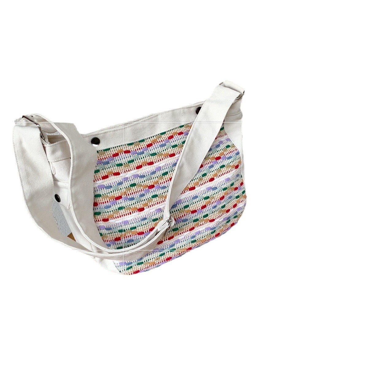 29271 New Rainbow Bean Set large-capacity artistic single-shoulder bag, student shopping bag, women's hand-held cloth bag, trendy Item Picture