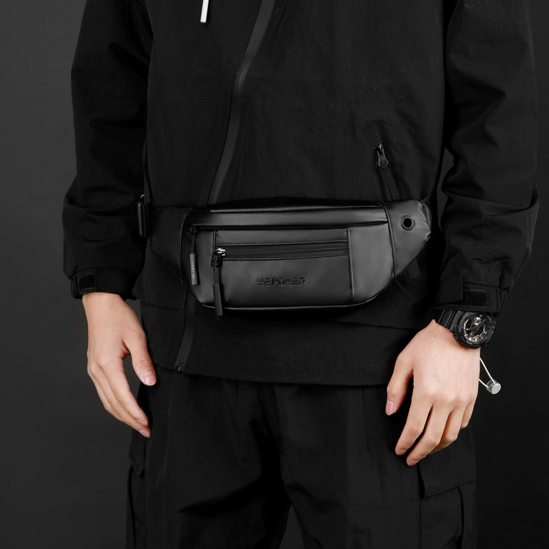 WEPOWER's new fashionable men's water-resistant waist bag, outdoor cycling crossbody bag, and sports travel chest bag Specification drawing