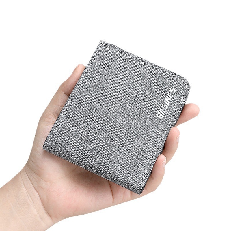 Canvas wallet, men's trendy brand, fashionable, simple and casual student wallet, multi-functional driver's license all-in-one bag, multi-slot card case Item Picture