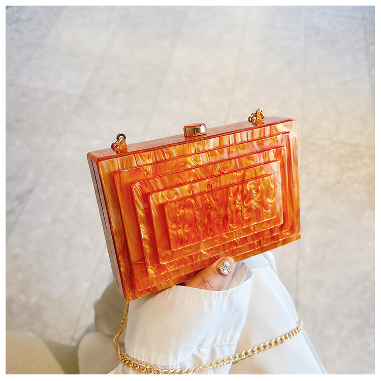 Spring 2025 Cross-border Direct Sales Dinner Bag: Retro European and American patchwork bag, acrylic bag, single-shoulder chain bag for women details Picture