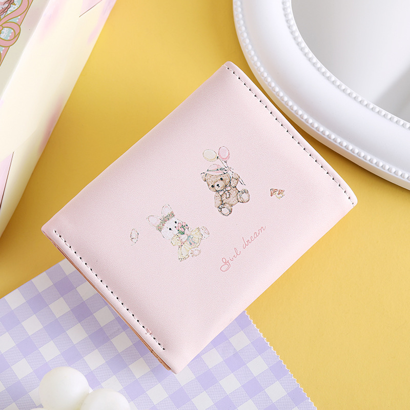 The "Girl Dream Spring Picnic Series" popular rabbit-bear student wallet, anti-demagnetization multi-slot magnetic buckle coin purse, mini Application Scenario