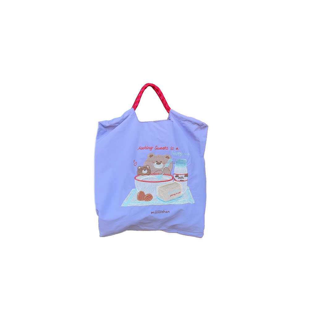 M31192 Cute cartoon embroidered cloth bag, Oxford shopping bag, portable large-capacity tote bag with hand and shoulder Item Picture