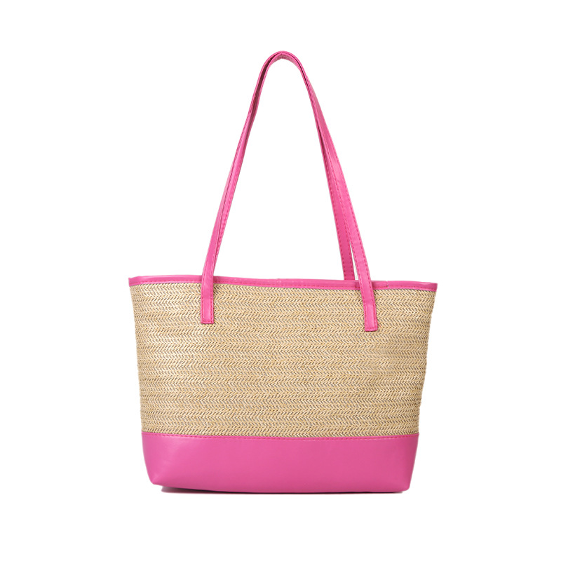 Wholesale of fashionable straw woven large bags for women in 2025, versatile and casual single-shoulder woven bags, simple beach tote bags Item Picture