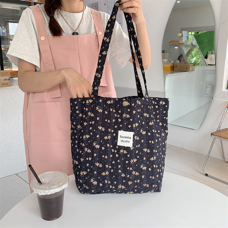 36251 Vintage floral canvas cosmetic bag, large-capacity handbag, women's single-shoulder crossbody bag, tote bag, underarm bag Specification drawing