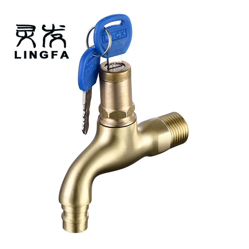 Factory wholesale and direct sales of copper lock pointed faucets, anti-theft faucets, 4-minute faucets with keys, small faucets on promotion Item Picture