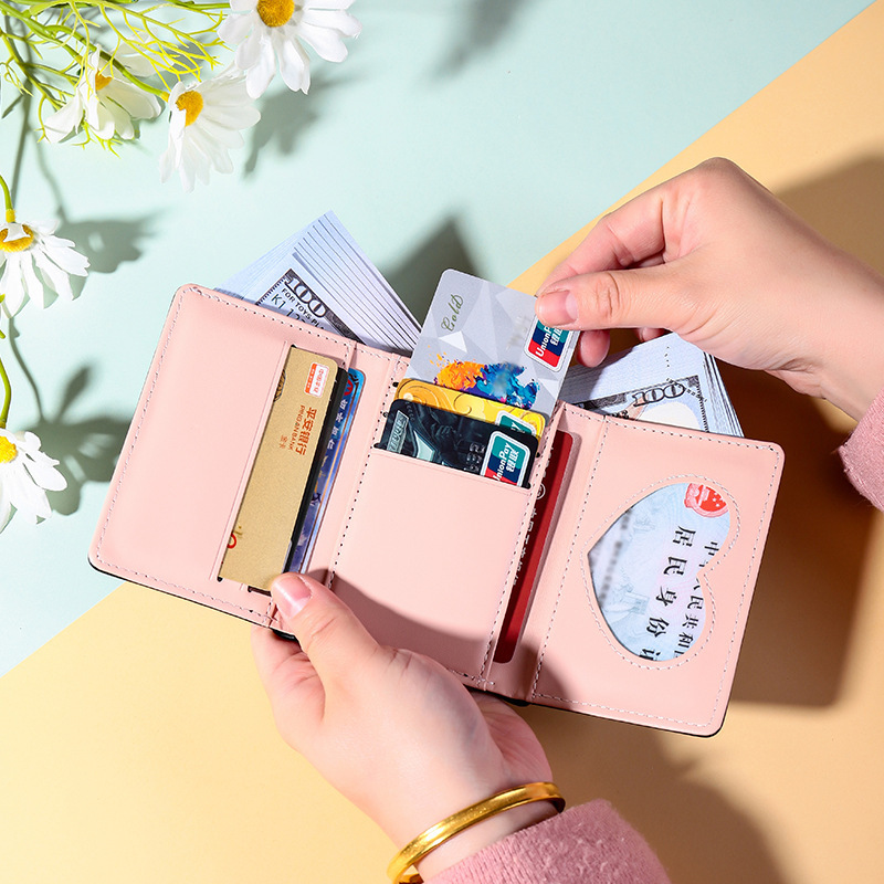 The 2024 bestseller wallet is a short, cute, and fresh Korean-style Instagram popular coin purse Specification drawing
