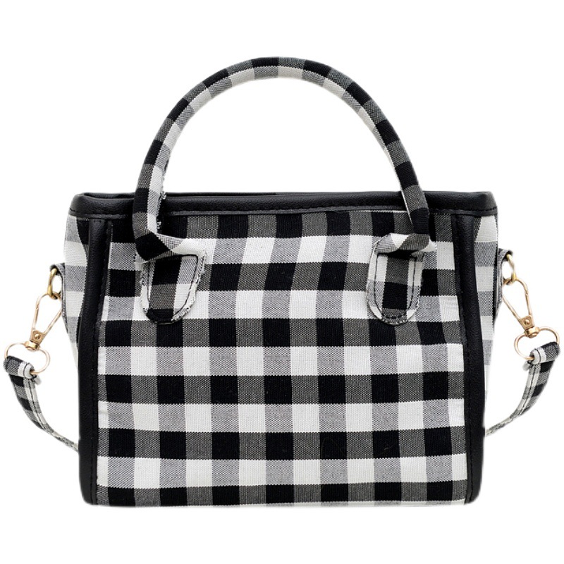 Retro checkered hand-held women's bag 2021 new Korean style, trendy, simple and stylish, women's fashionable single-shoulder bag and crossbody bag Item Picture