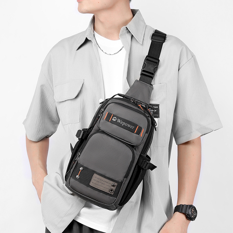 WEPOWER's new fashionable men's chest bag, multi-functional dual-purpose backpack, small backpack, outdoor single-shoulder crossbody bag Specification drawing