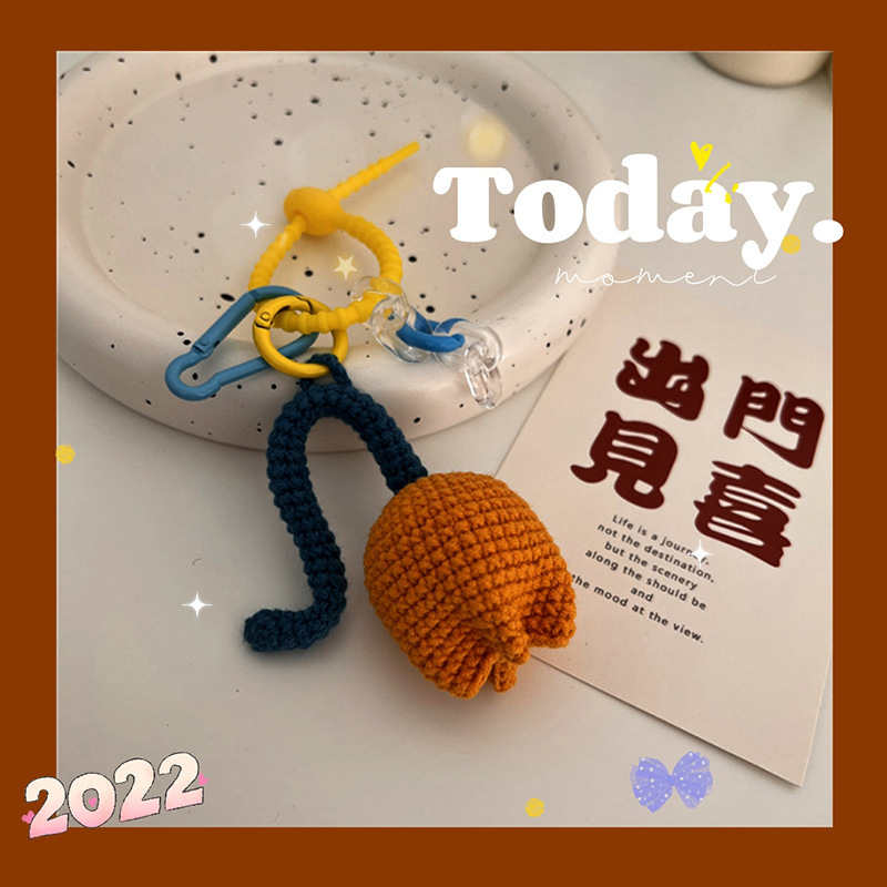 11281 Hand-knitted tulip pendant, women's fresh bag, keychain pendant, schoolbag accessory, Japanese and Korean style for girls Application Scenario